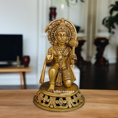 Lord Hanuman ji monkey God Blessing with Gada mace Brass idol - 13 Inches Nikuressence