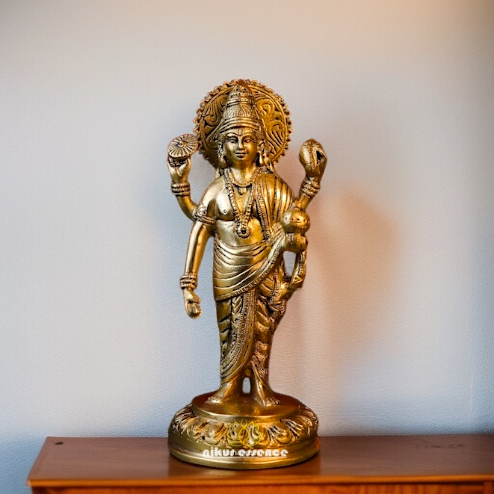 Dhanvantri bhagwan standing with Blessing solid Brass idol - 7 Inches Nikuressence