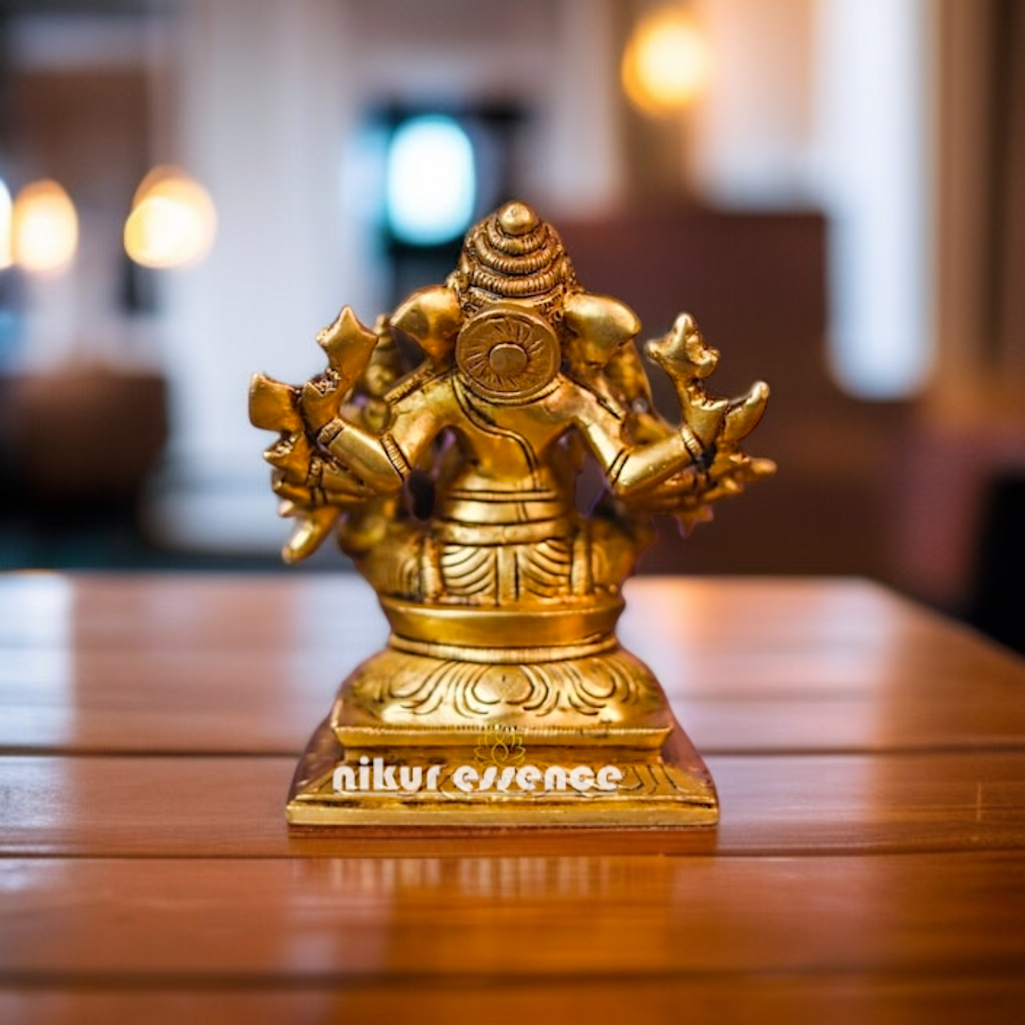 Lord Ganesha with Ridhi Siddhi brass idol - 4.724 inches Nikuressence