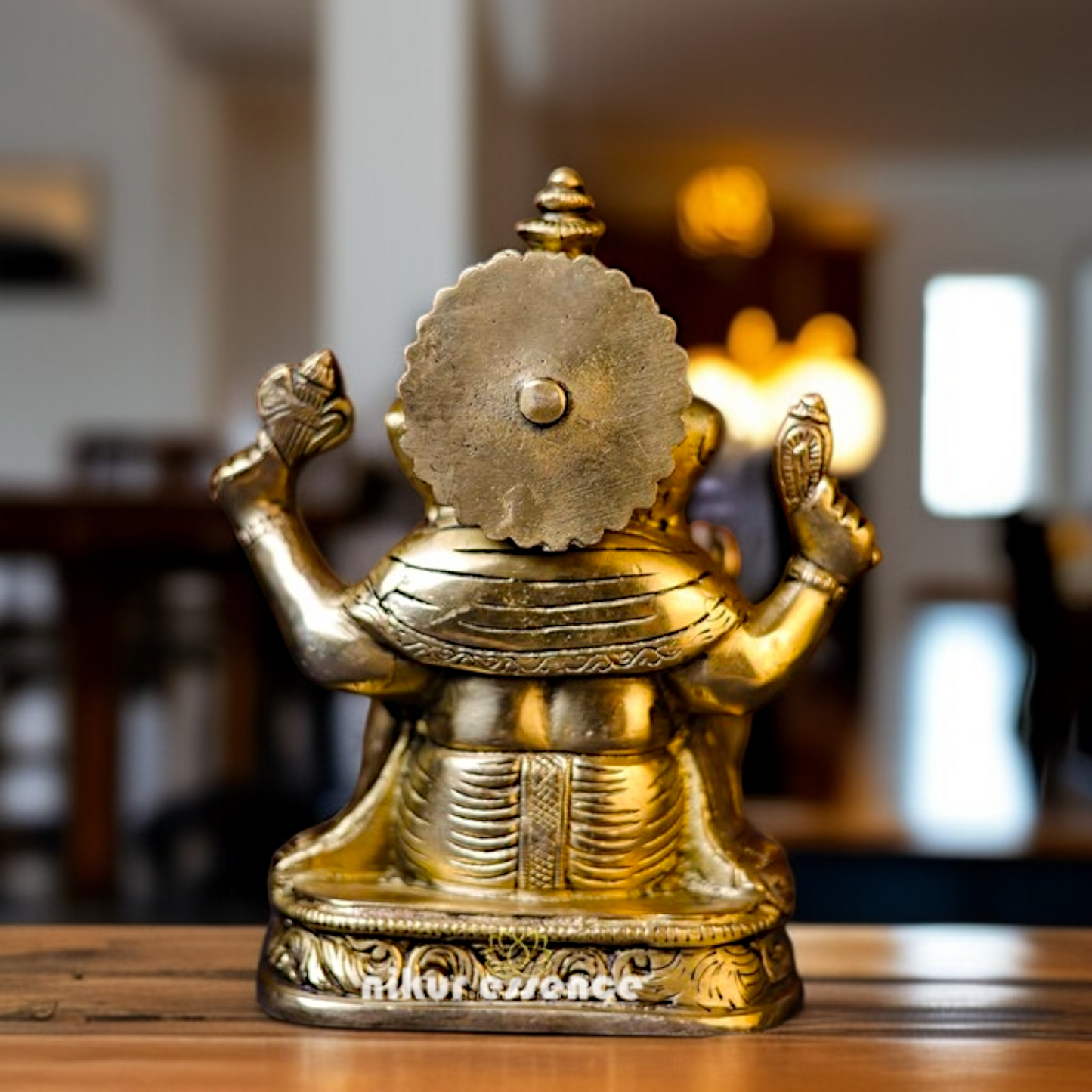 Lord Ganesh Vinayaka Seated with Blessing Brass idol - 7 Inches Nikuressence