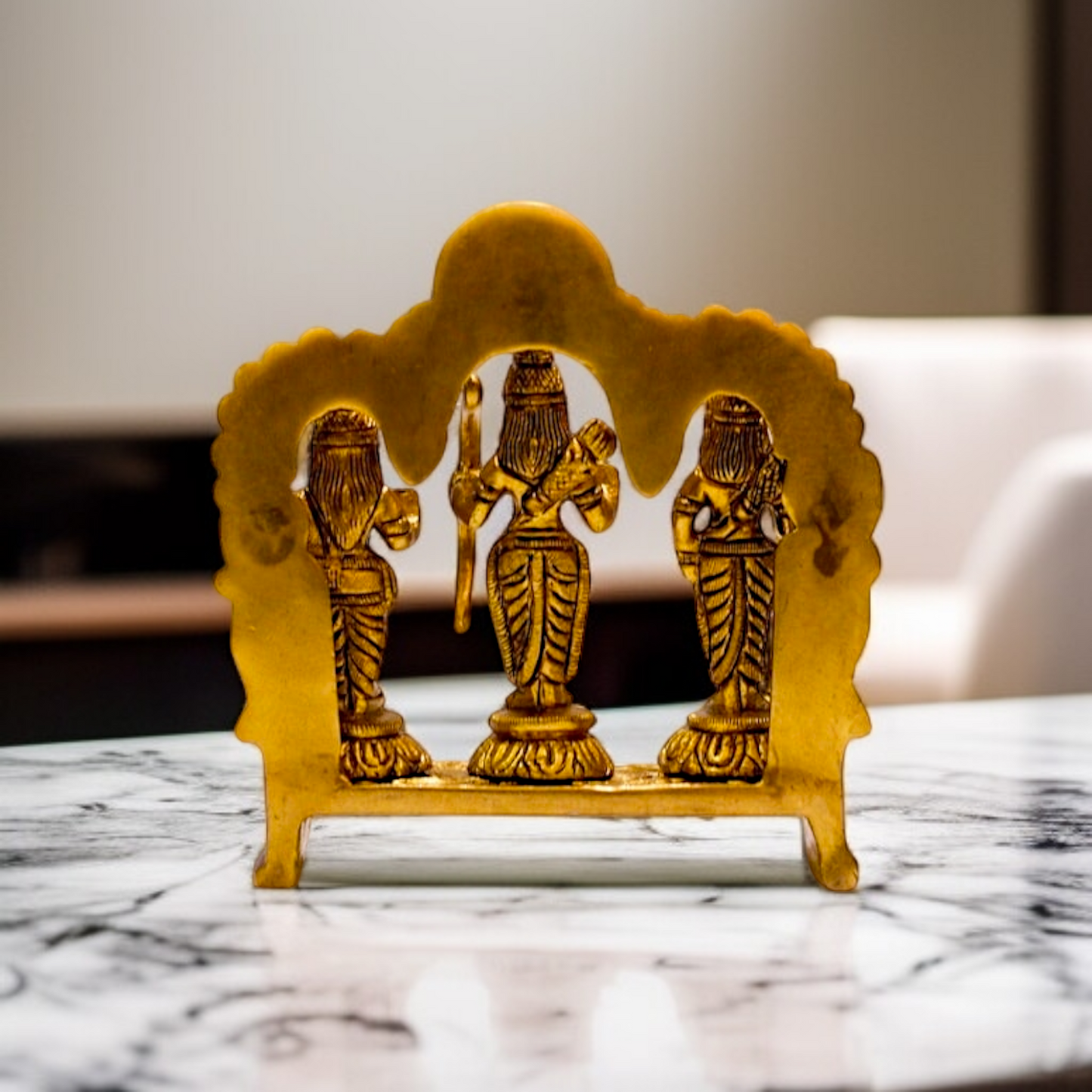 Pure Brass Ram Parivar Darbar Blessing with Standing idol - 5.5 Inches Nikuressence
