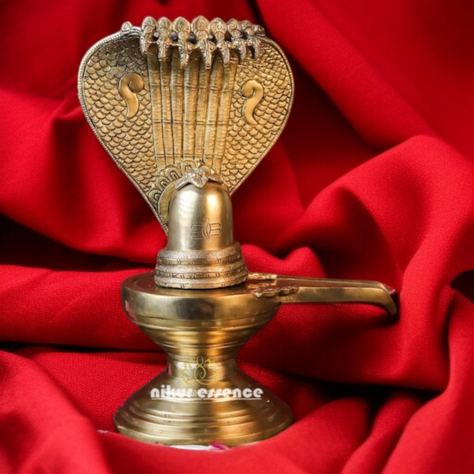Shivling with sheshnag Solid Brass idol - 13 Inches Nikuressence