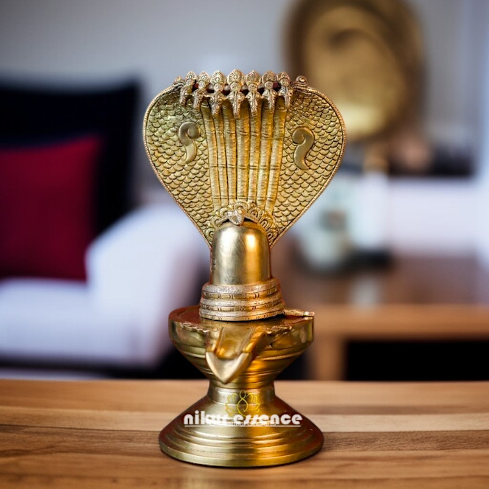Shivling with sheshnag Solid Brass idol - 13 Inches Nikuressence
