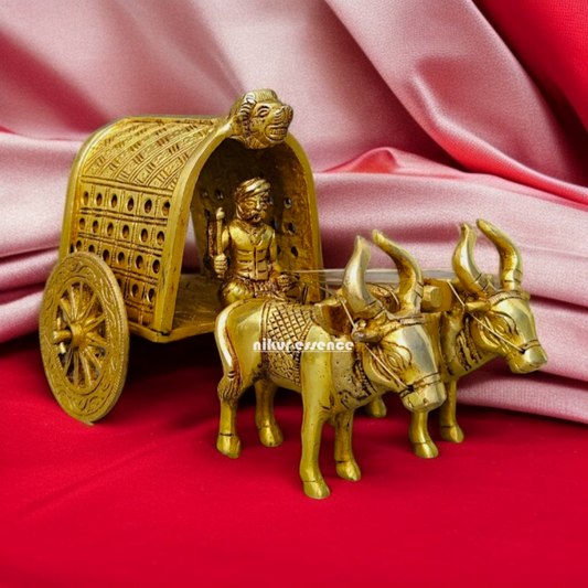 Bullock cart Home Decor Brass idol - 9 Inches Nikuressence
