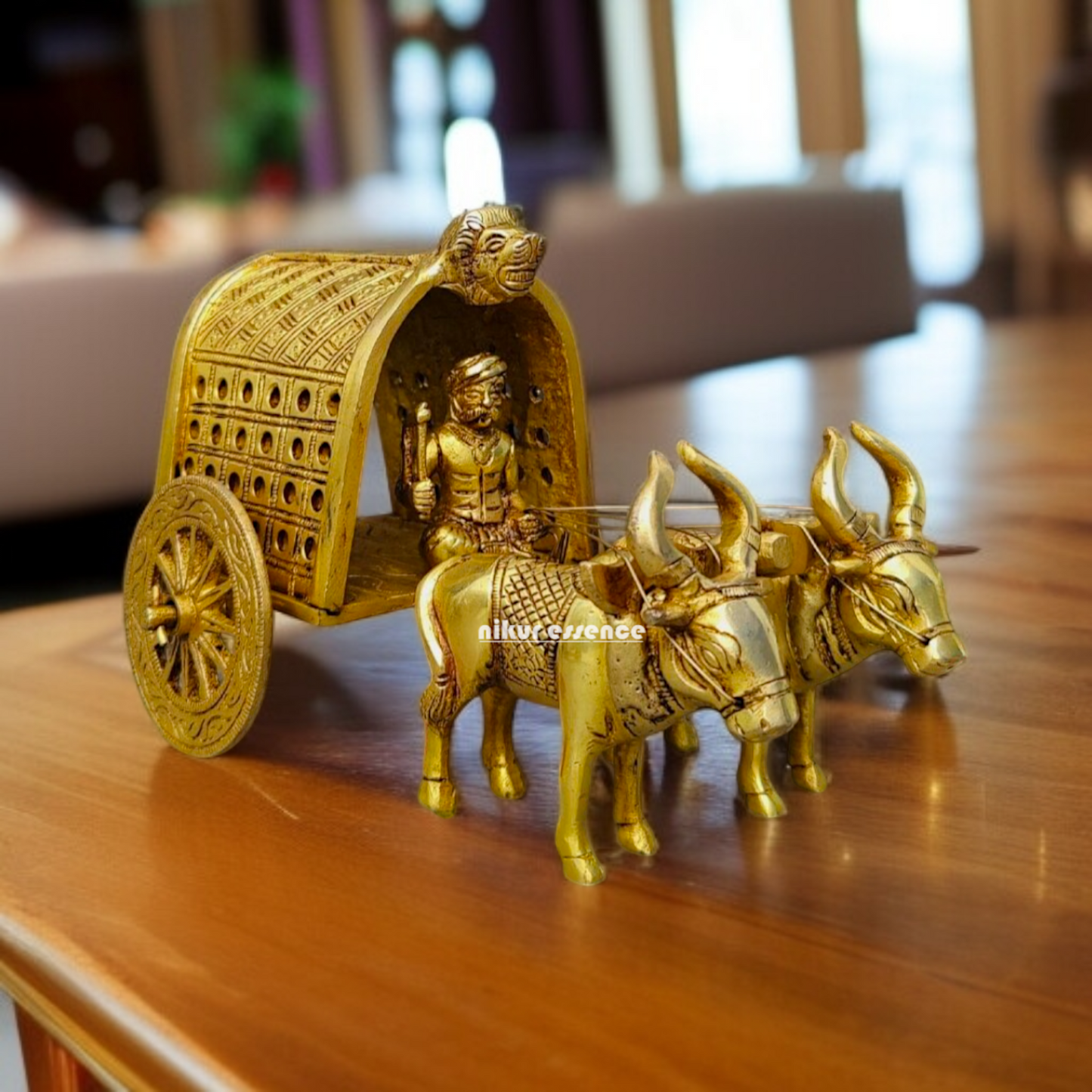 Bullock cart Home Decor Brass idol - 9 Inches Nikuressence