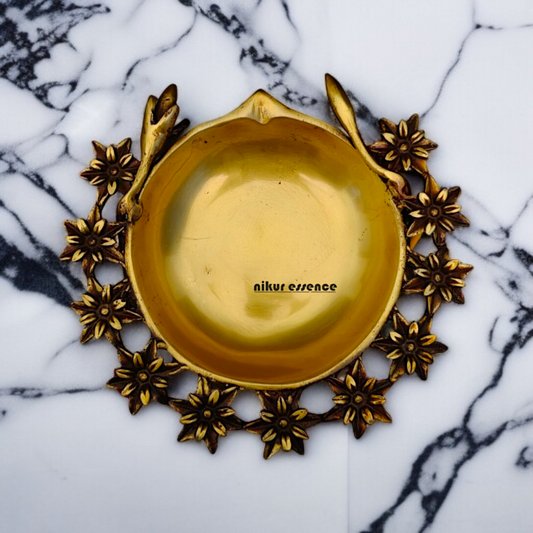 Pure Brass Flower Urli - 9 Inches Nikuressence