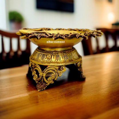 Pure Brass Flower Urli - 9 Inches Nikuressence