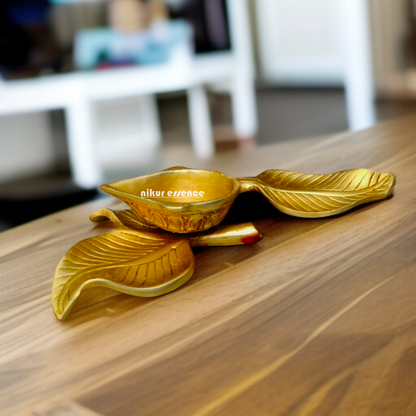 Leaf Diya Brass oil lamp - 9.5 inches Nikuressence