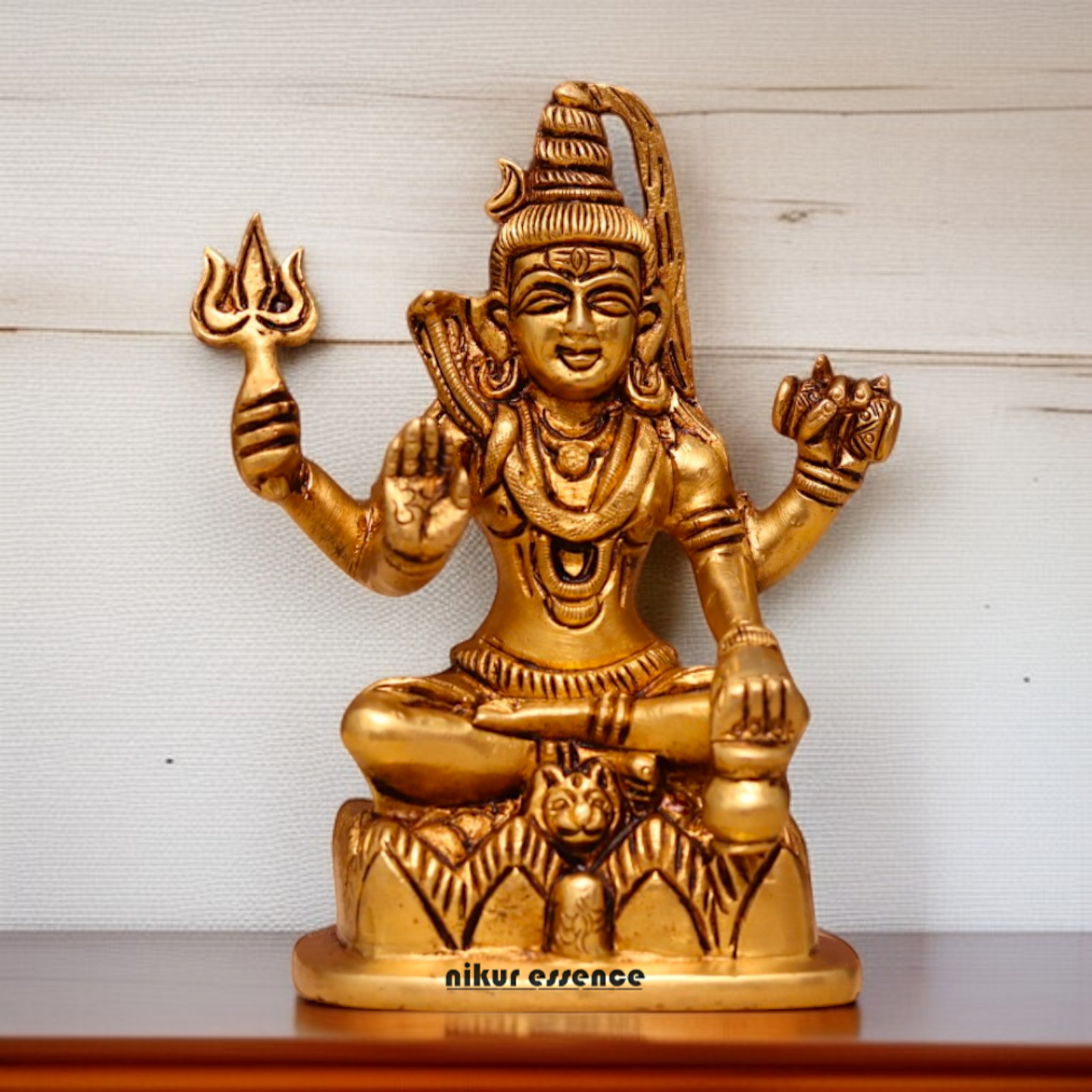 Shiva ji Mahadev Bhagwan Blessing seated Brass idol - 6 Inches Nikuressence