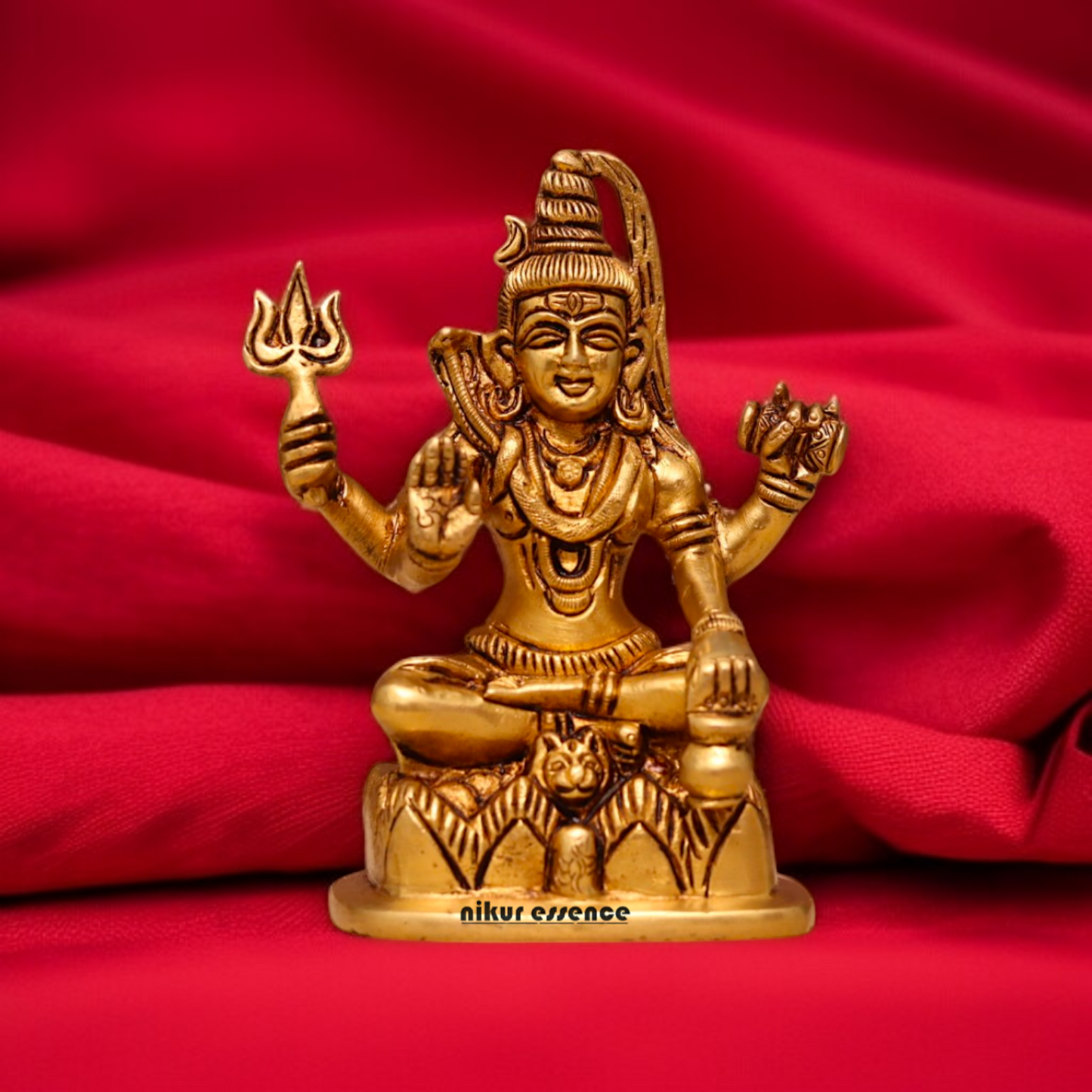 Shiva ji Mahadev Bhagwan Blessing seated Brass idol - 6 Inches Nikuressence
