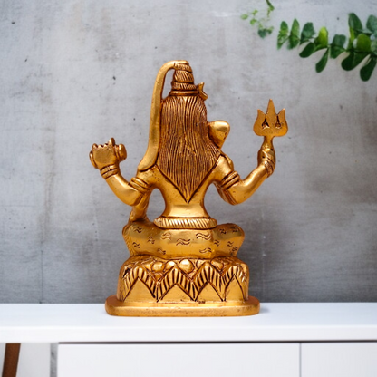 Shiva ji Mahadev Bhagwan Blessing seated Brass idol - 6 Inches Nikuressence