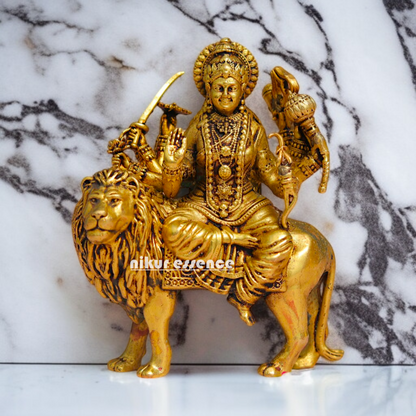 Goddess Sherawali Durga Maa Brass idol - 5 inches Nikuressence