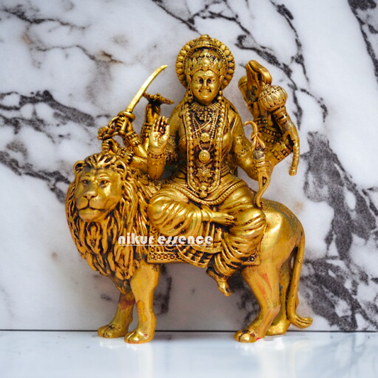 Goddess Sherawali Durga Maa Brass idol - 5 inches Nikuressence