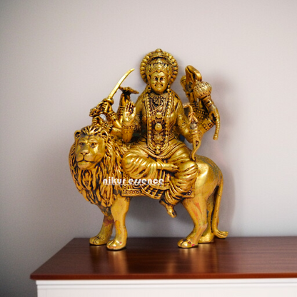 Goddess Sherawali Durga Maa Brass idol - 5 inches Nikuressence