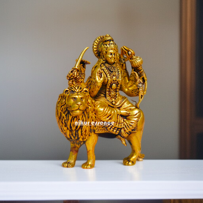 Goddess Sherawali Durga Maa Brass idol - 5 inches Nikuressence
