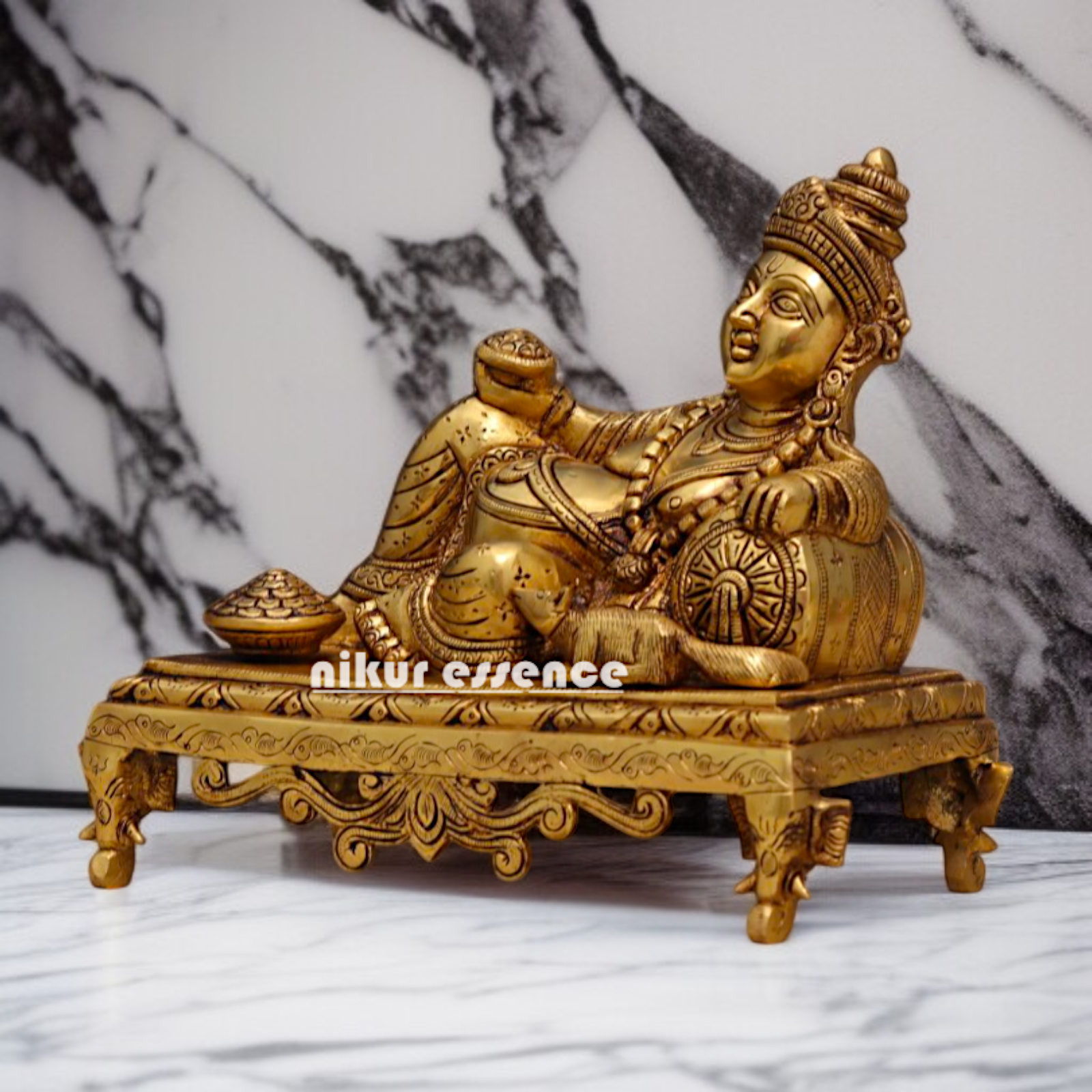 Pure Brass Kuber Maharaj Resting statue - 10 Inches Nikuressence