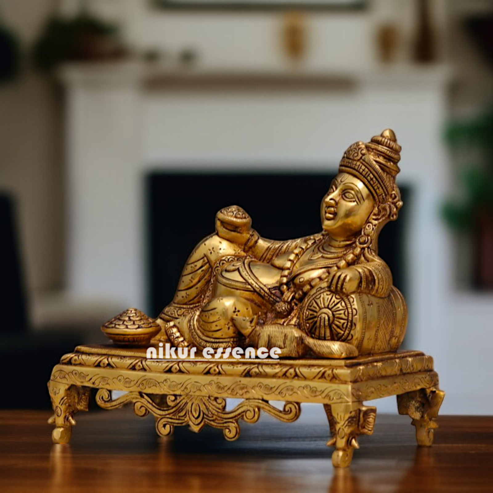 Pure Brass Kuber Maharaj Resting statue - 10 Inches Nikuressence