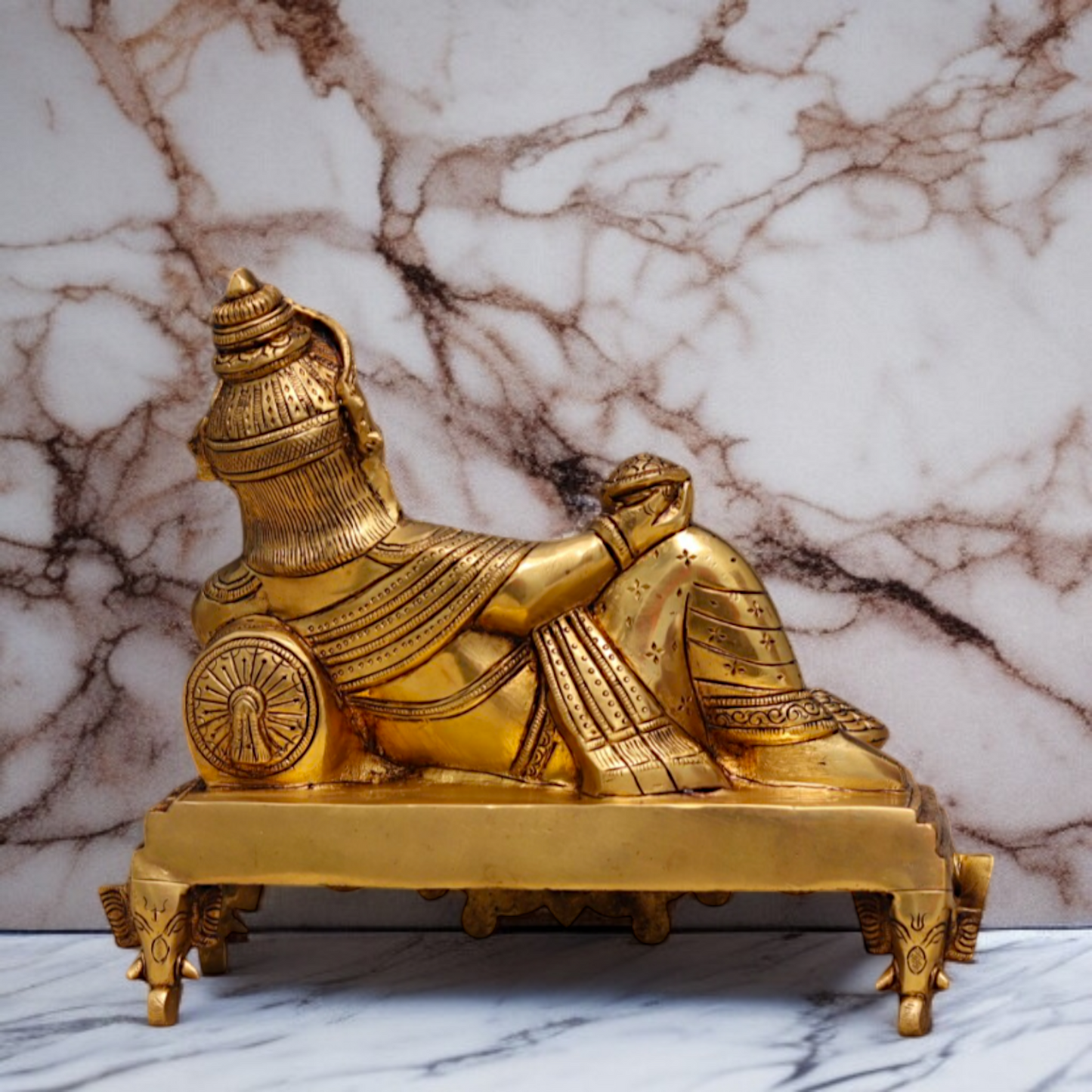 Pure Brass Kuber Maharaj Resting statue - 10 Inches Nikuressence