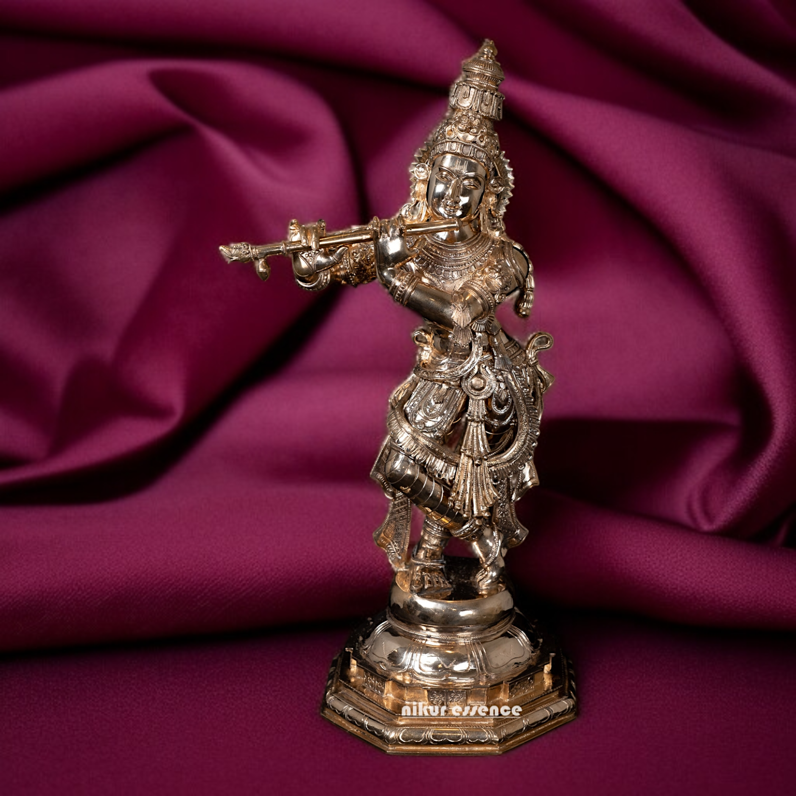 Panchaloha Krishna standing with Playing Flute statue - 27 Inches Nikuressence