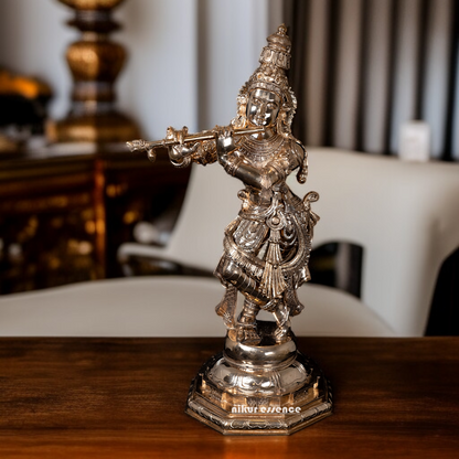 Panchaloha Krishna standing with Playing Flute statue - 27 Inches Nikuressence