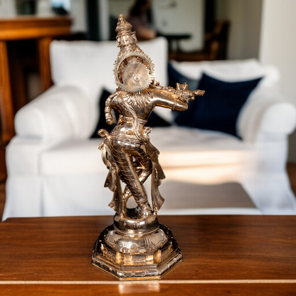 Panchaloha Krishna standing with Playing Flute statue - 27 Inches Nikuressence