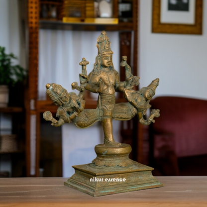 Shiva Vishnu and Brahma standing with Blessing Panchaloha idol - 10 Inches Nikuressence