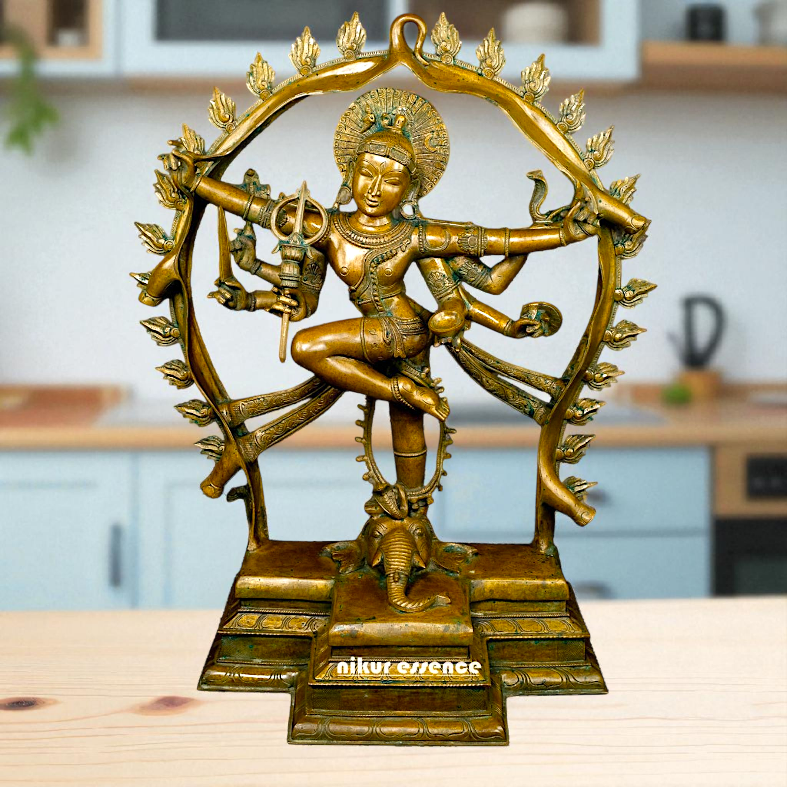 Panchaloha Gaja Samhara Shiva Standing on Elephant Head statue - 38 Inches Nikuressence