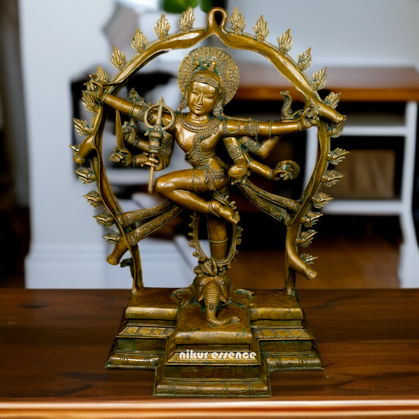 Panchaloha Gaja Samhara Shiva Standing on Elephant Head statue - 38 Inches Nikuressence