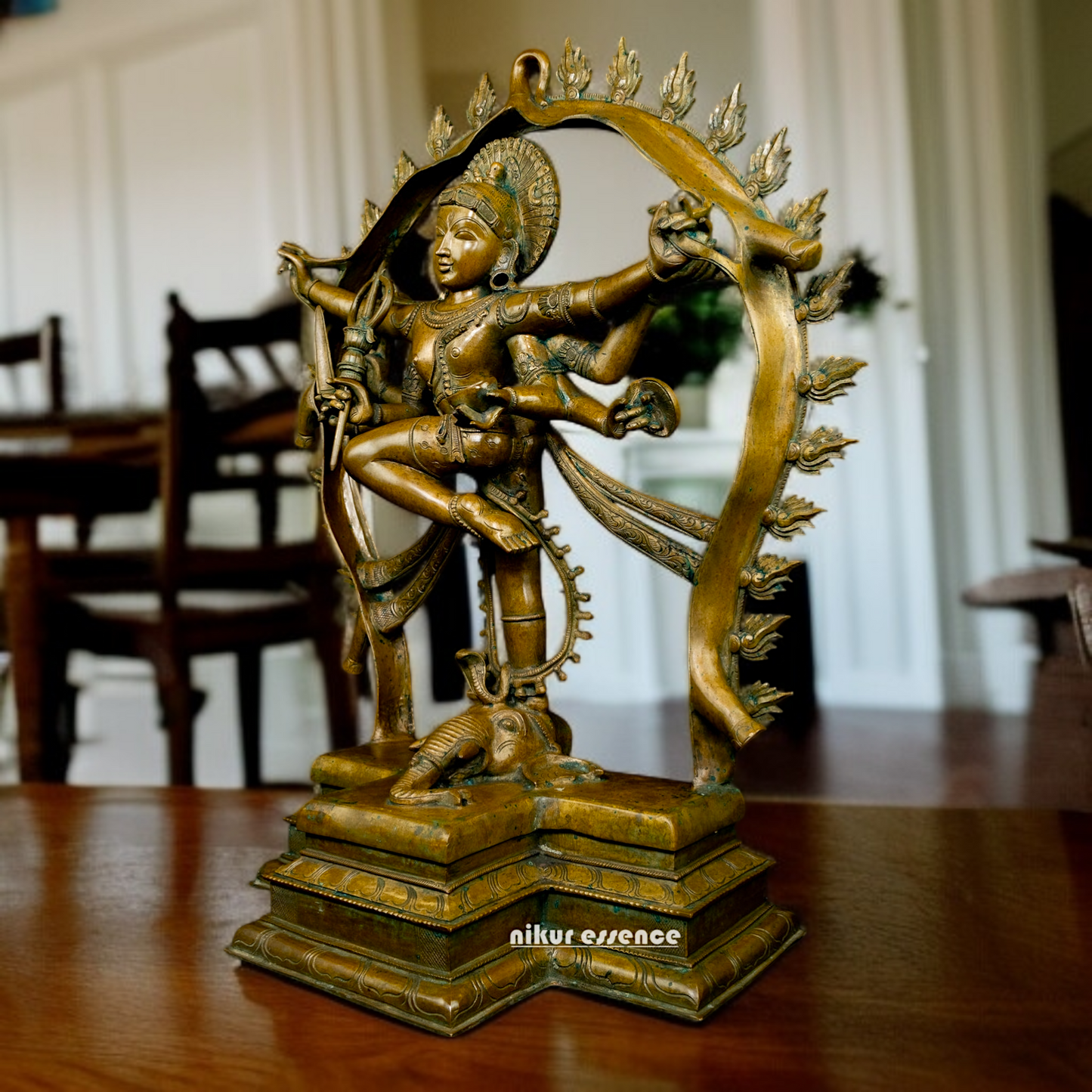 Panchaloha Gaja Samhara Shiva Standing on Elephant Head statue - 38 Inches Nikuressence