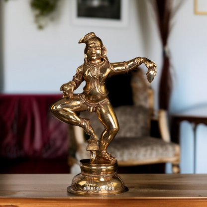 Baby Krishna Dancing with Blessing Panchaloha idol - 8 Inches Nikuressence