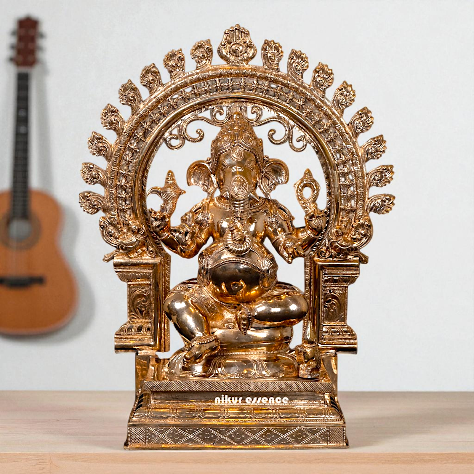 Lord Ganesha Seated with Blessing Panchaloha idol - 21 Inches Nikuressence