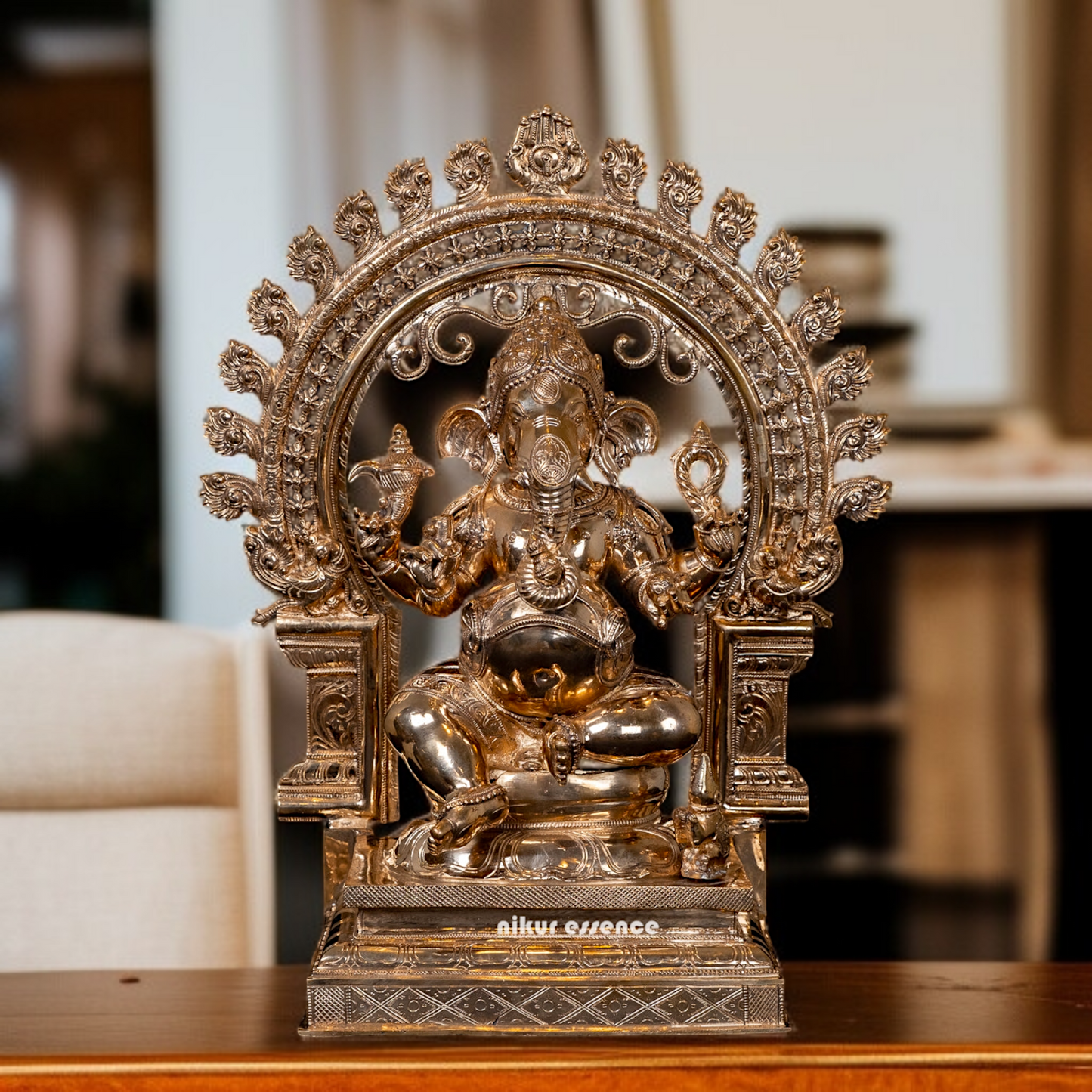 Lord Ganesha Seated with Blessing Panchaloha idol - 21 Inches Nikuressence
