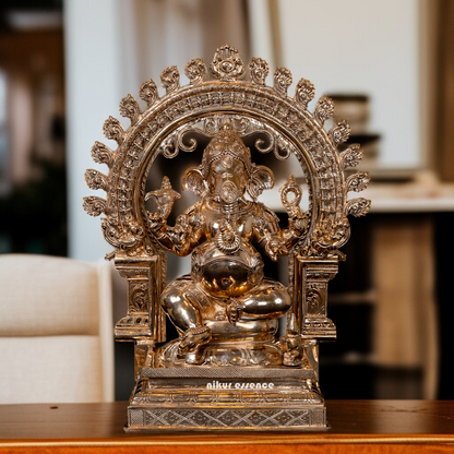 Lord Ganesha Seated with Blessing Panchaloha idol - 21 Inches Nikuressence