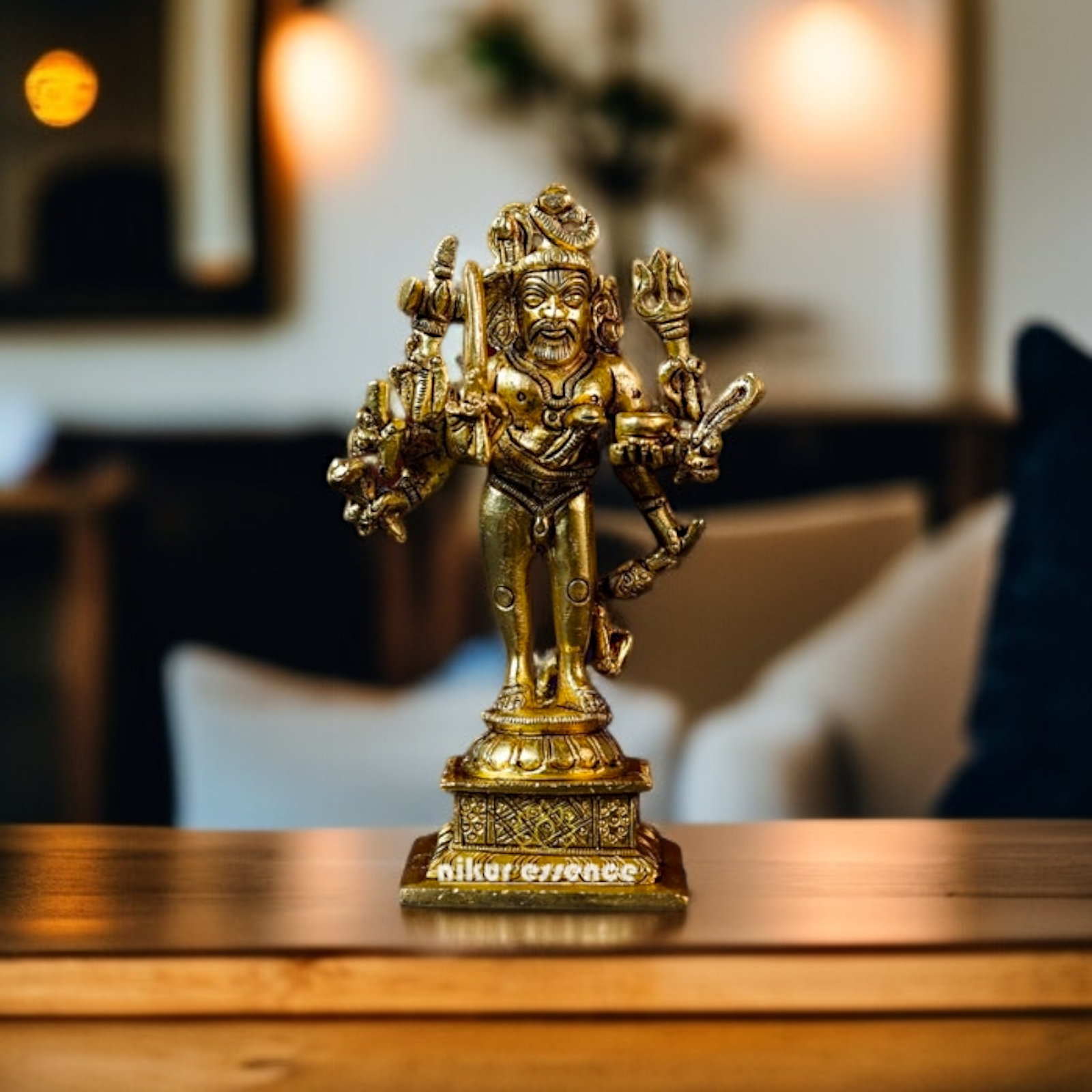 Lord Shiva Bhairava Blessing Solid Brass idol - 5.118 inches Nikuressence