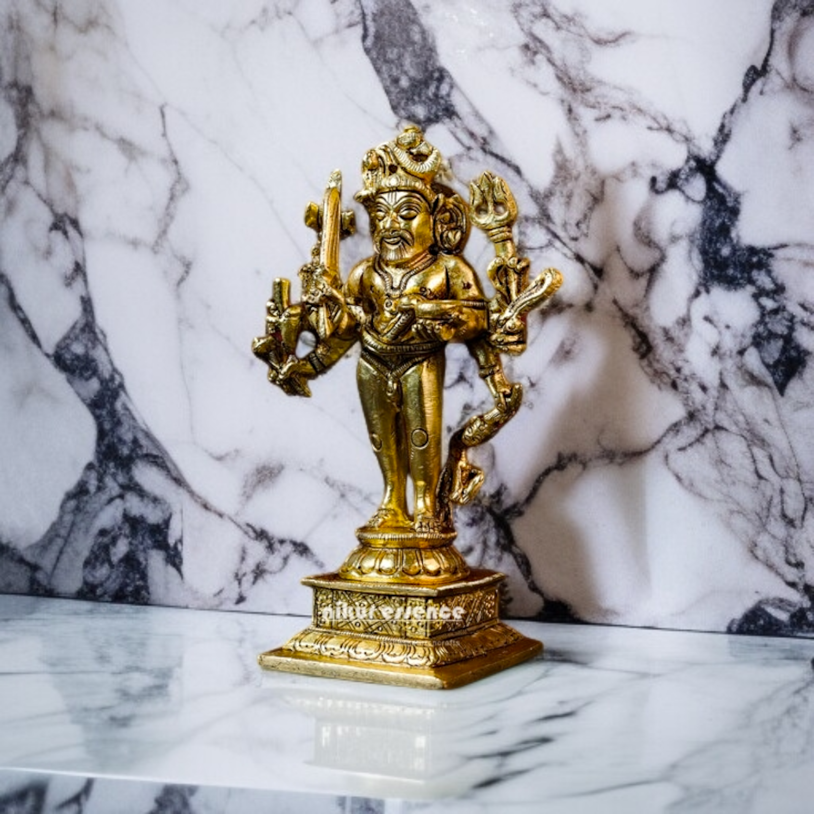 Lord Shiva Bhairava Blessing Solid Brass idol - 5.118 inches Nikuressence