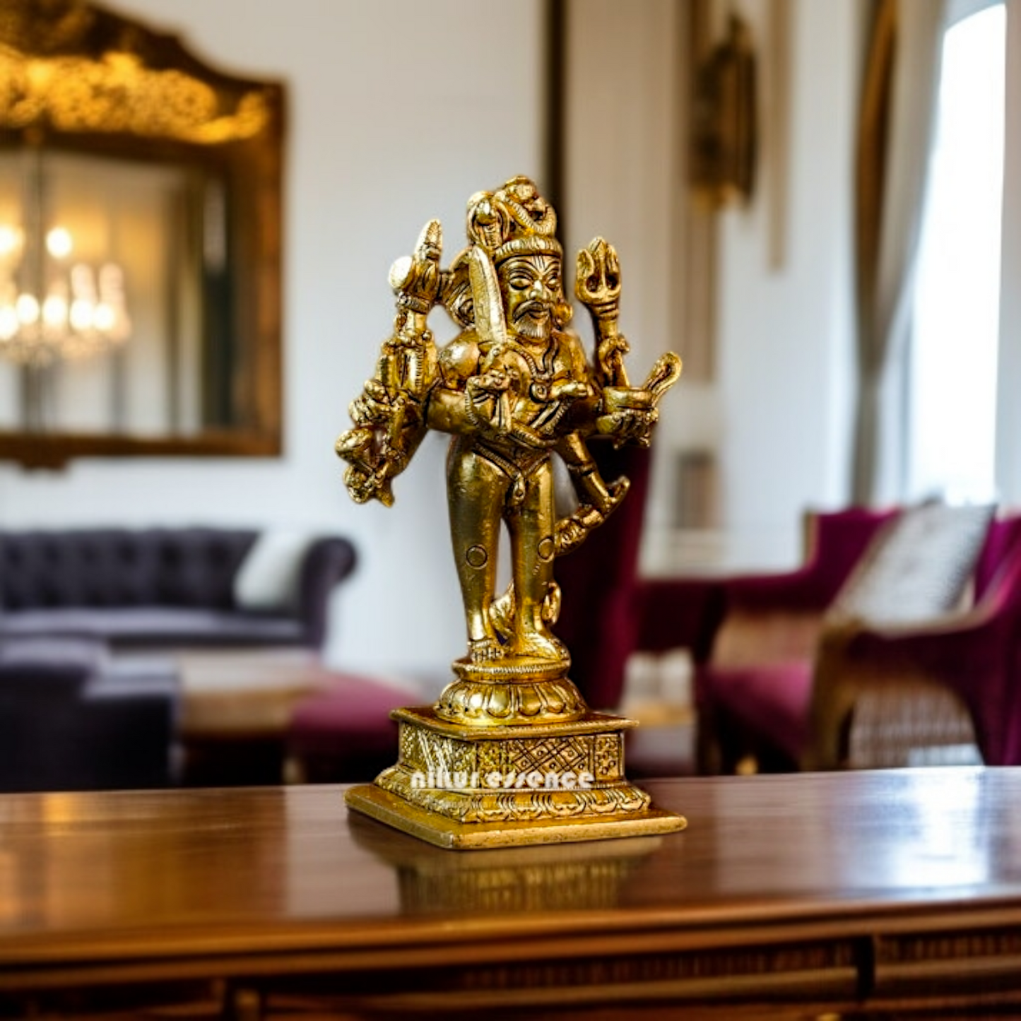 Lord Shiva Bhairava Blessing Solid Brass idol - 5.118 inches Nikuressence