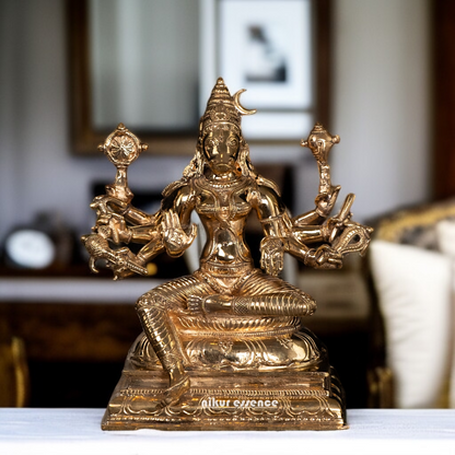 Goddess Varahi Amman Devi seated with Blessing Panchaloha idol - 9.25 Inches Nikuressence