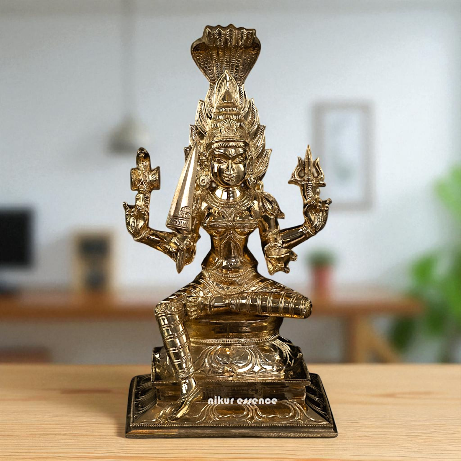 Goddess Mariamman Devi Seated with Blessing Panchaloha idol - 10.5 Inches Nikuressence