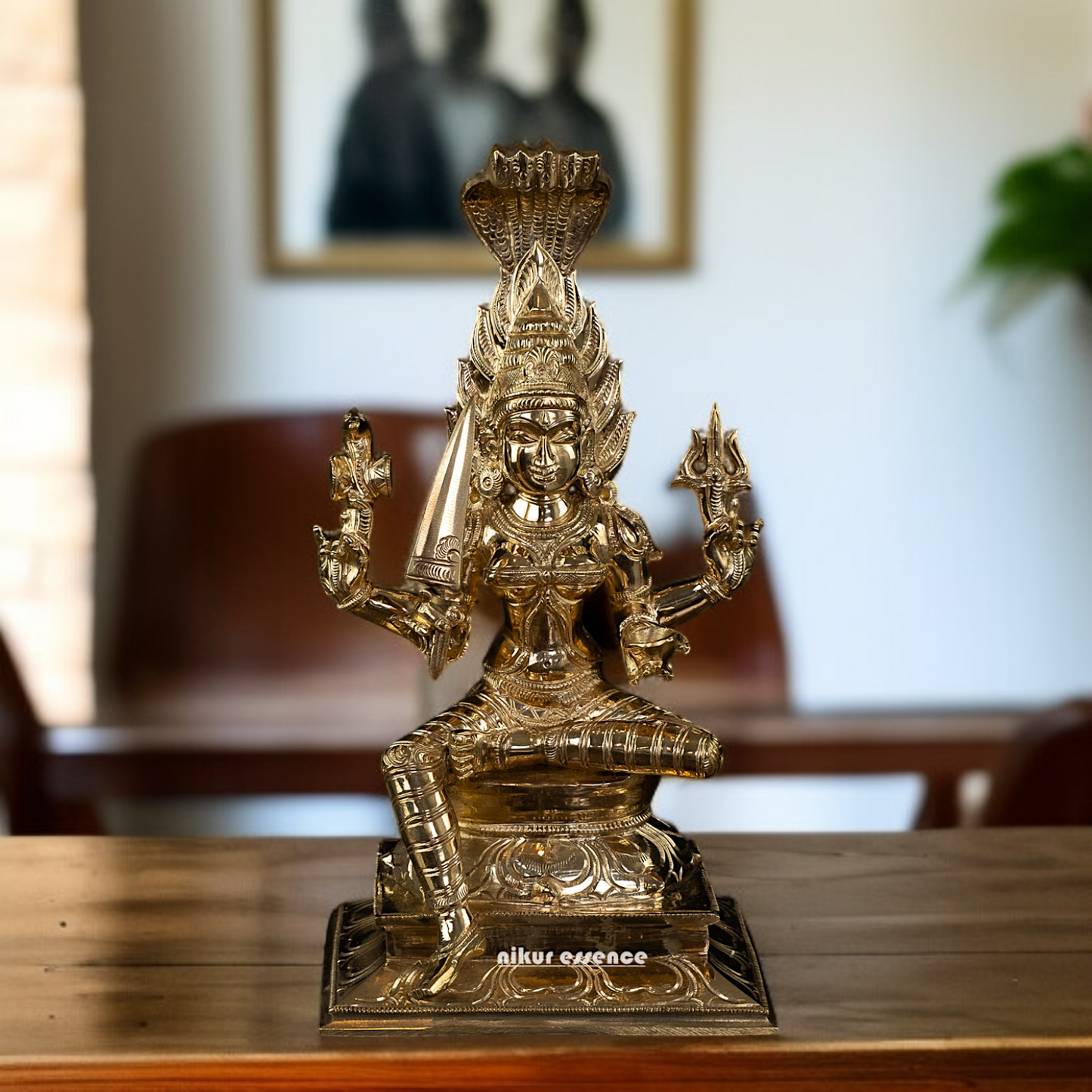 Goddess Mariamman Devi Seated with Blessing Panchaloha idol - 10.5 Inches Nikuressence