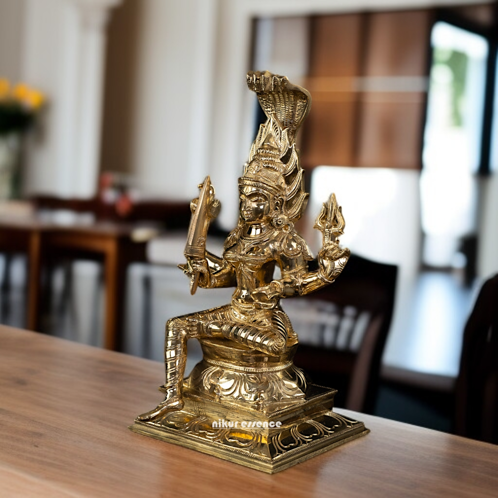 Goddess Mariamman Devi Seated with Blessing Panchaloha idol - 10.5 Inches Nikuressence