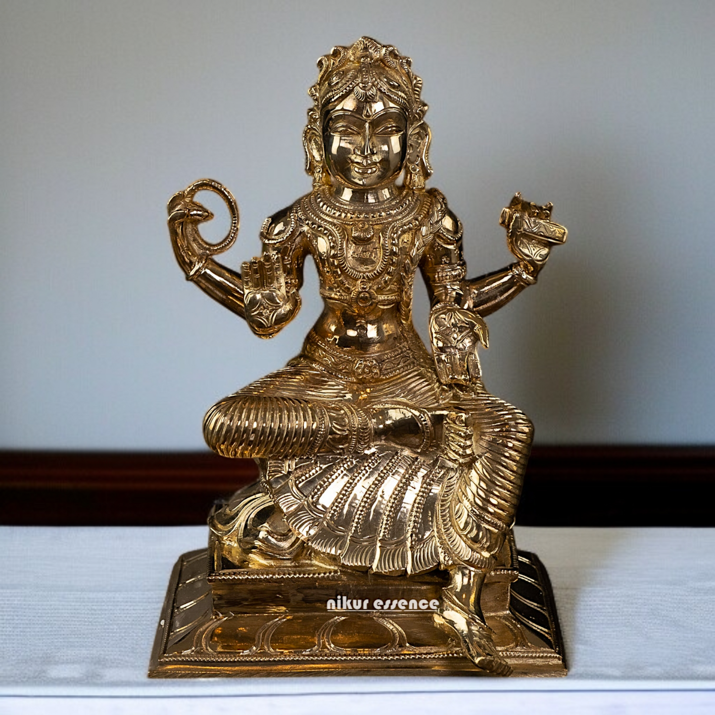 Panchaloha Bala Tripura Sundari Seated with Blessing statue - 8 Inches Nikuressence