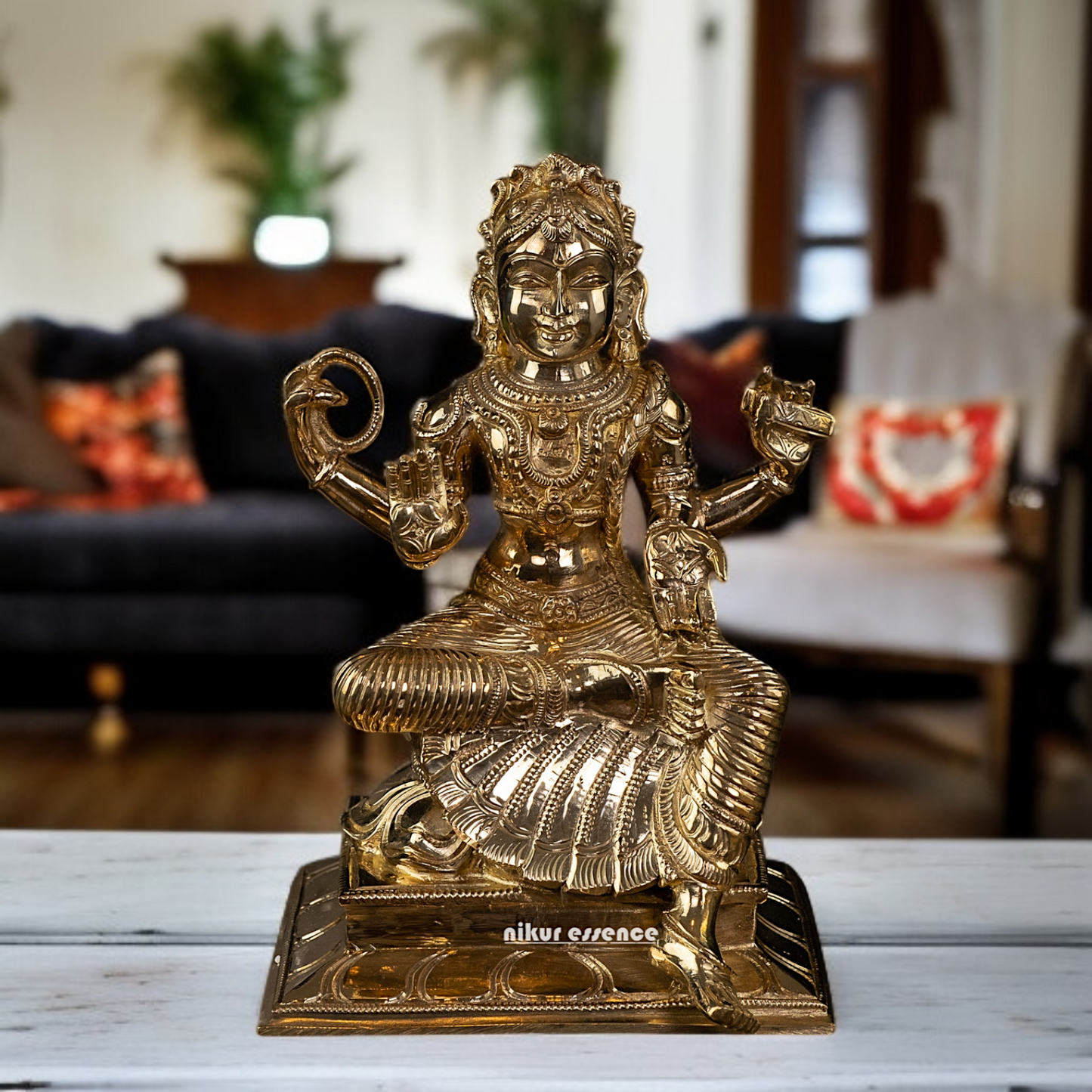 Panchaloha Bala Tripura Sundari Seated with Blessing statue - 8 Inches Nikuressence