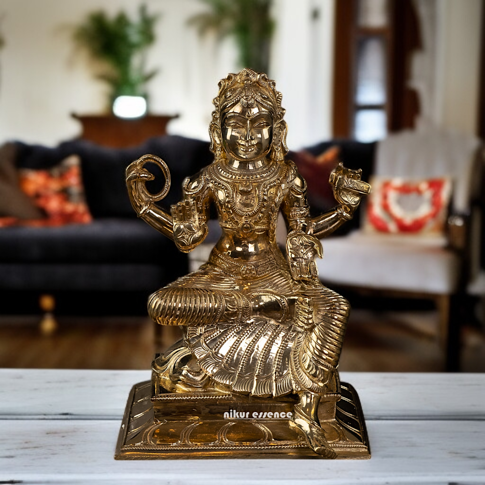 Panchaloha Bala Tripura Sundari Seated with Blessing statue - 8 Inches Nikuressence