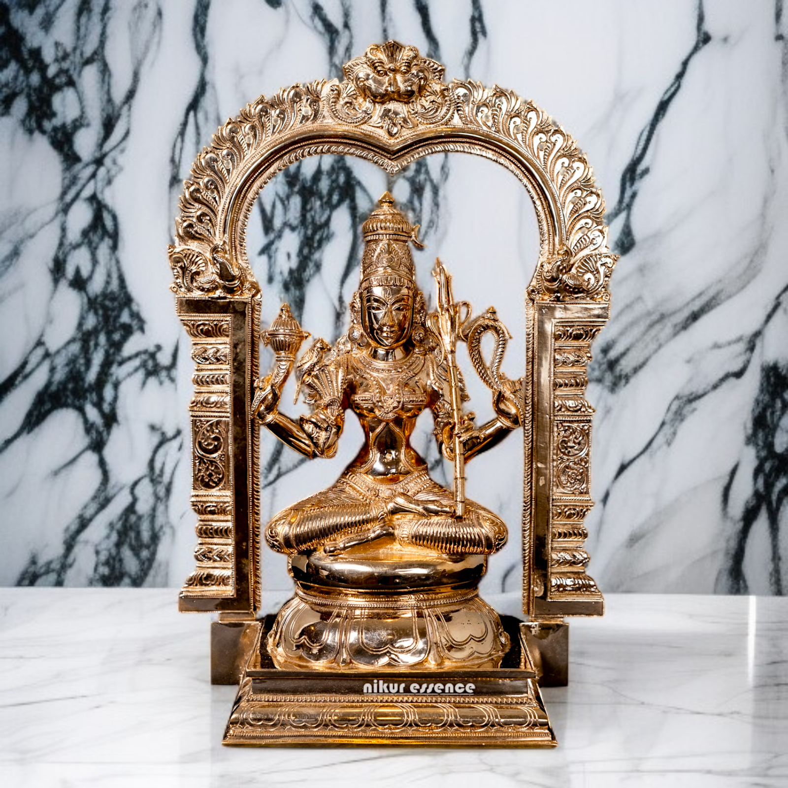 Goddess Kamakshi Blessing seated Panchaloha statue - 16.5 Inches Nikuressence