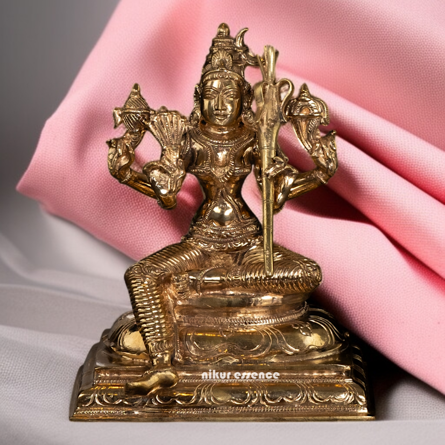 Panchaloha Lalita Devi Maa Seated with Blessing statue - 8.25 inches Nikuressence