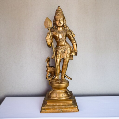 Panchaloha Kartikeya Murugan Blessing with Standing peacock idol - 15.5 Inches Nikuressence