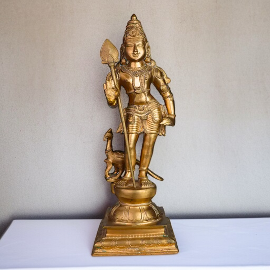 Panchaloha Kartikeya Murugan Blessing with Standing peacock idol - 15.5 Inches Nikuressence