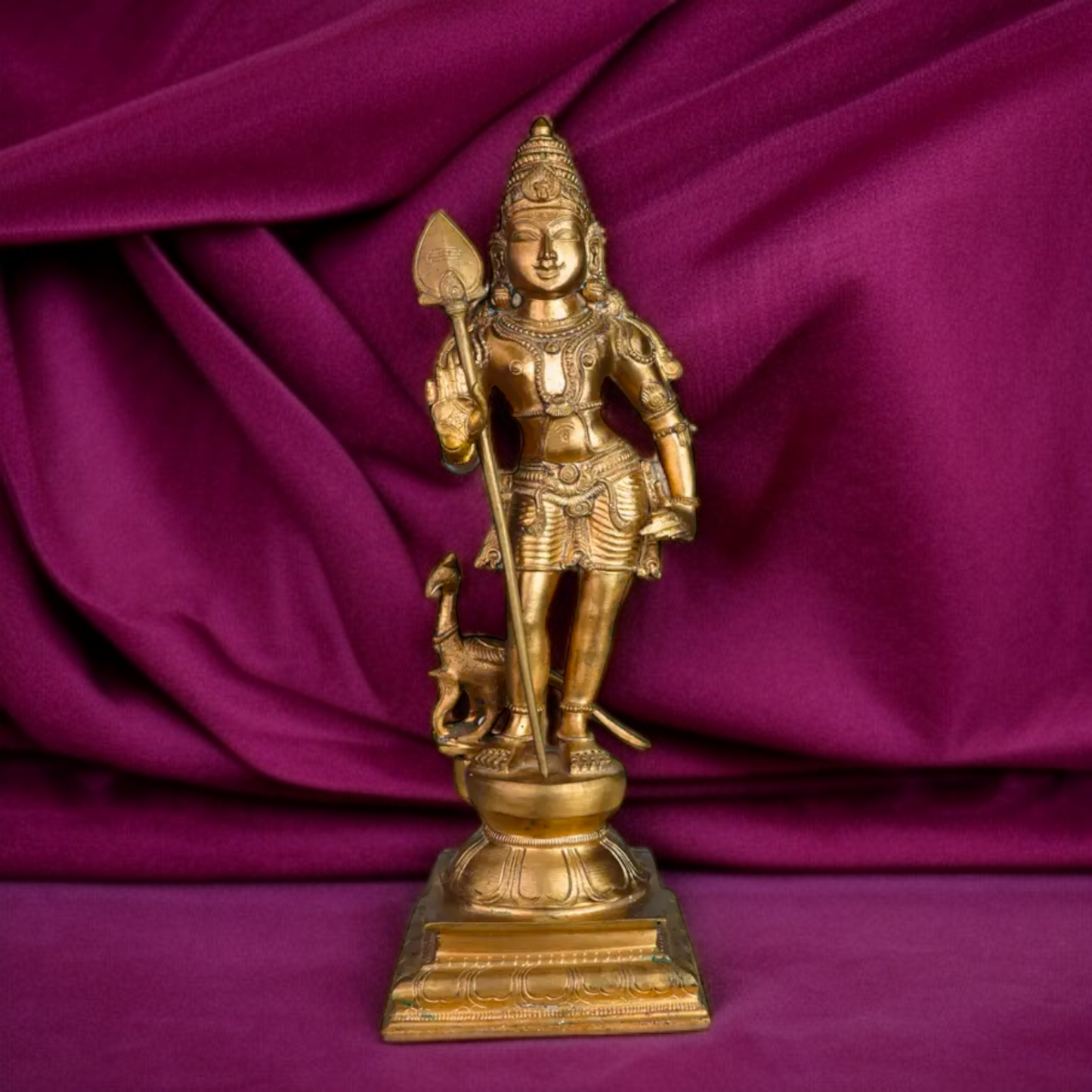 Panchaloha Kartikeya Murugan Blessing with Standing peacock idol - 15.5 Inches Nikuressence