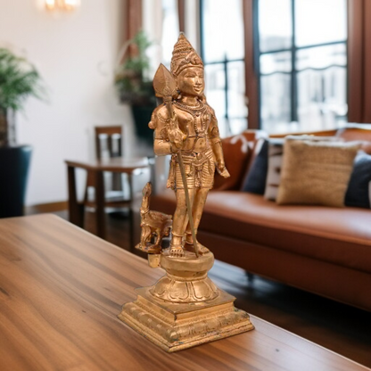 Panchaloha Kartikeya Murugan Blessing with Standing peacock idol - 15.5 Inches Nikuressence