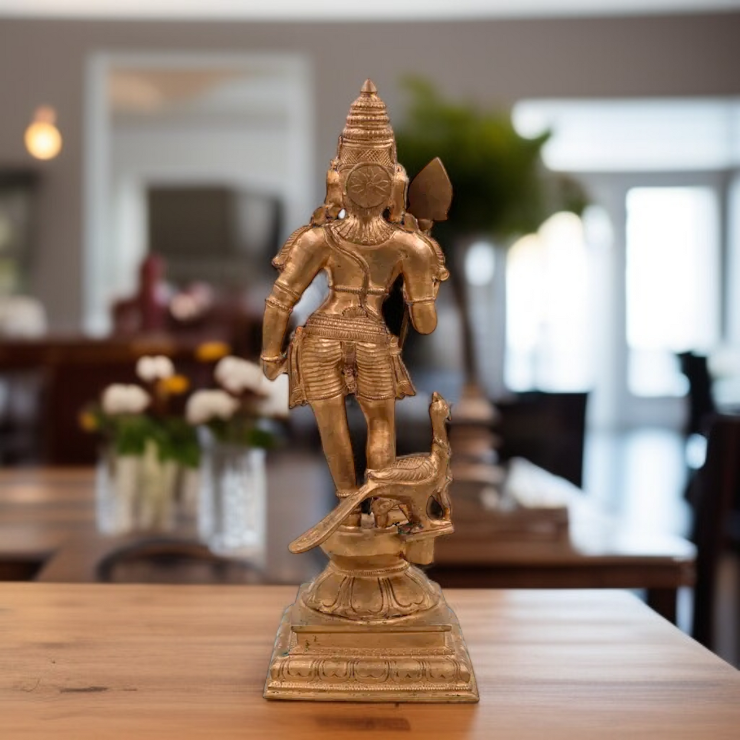 Panchaloha Kartikeya Murugan Blessing with Standing peacock idol - 15.5 Inches Nikuressence